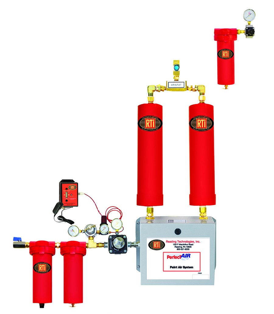 RTi BRAD-PERF-25C breathing and paint air system with CO monitor, 1 gun