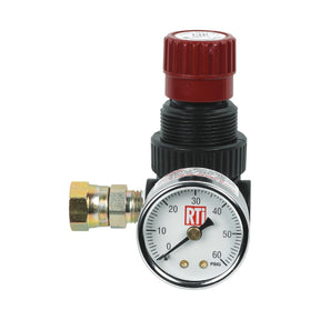 RTi MR-1 mini paint gun air regulator with 0-60 PSI gauge